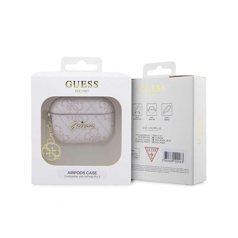 Guess 4G Charm Collection dėklas, skirtas AirPods Pro 2 – rožinis