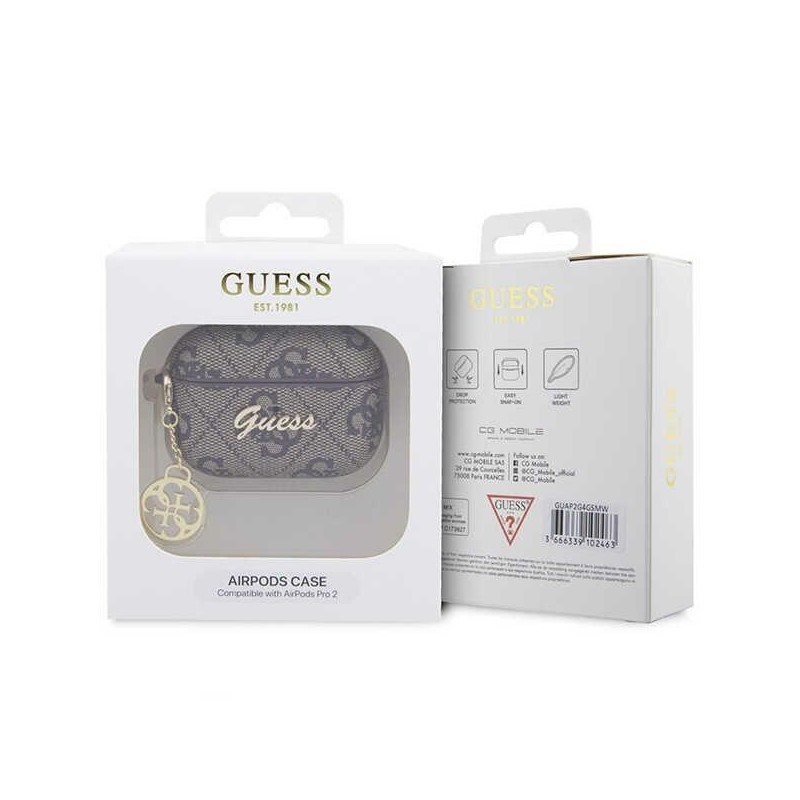 Guess 4G Charm Collection dėklas, skirtas AirPods Pro 2 – rudas