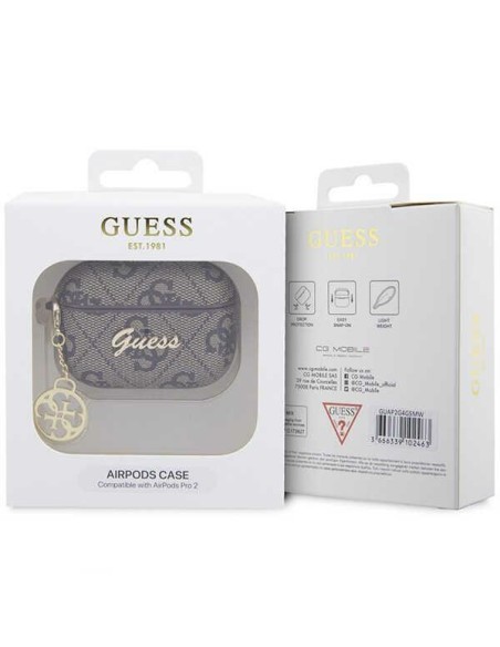 Guess 4G Charm Collection dėklas, skirtas AirPods Pro 2 – rudas