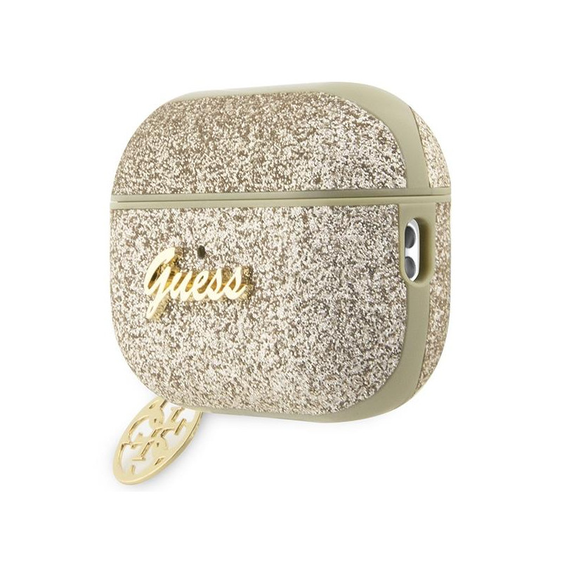 Guess Glitter Flake 4G Charm dėklas, skirtas AirPods Pro 2 – auksinis