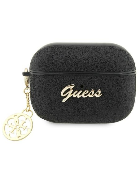 Guess Glitter Flake 4G Charm dėklas, skirtas AirPods Pro 2 – juodas