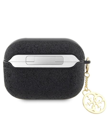 Guess Glitter Flake 4G Charm dėklas, skirtas AirPods Pro 2 – juodas