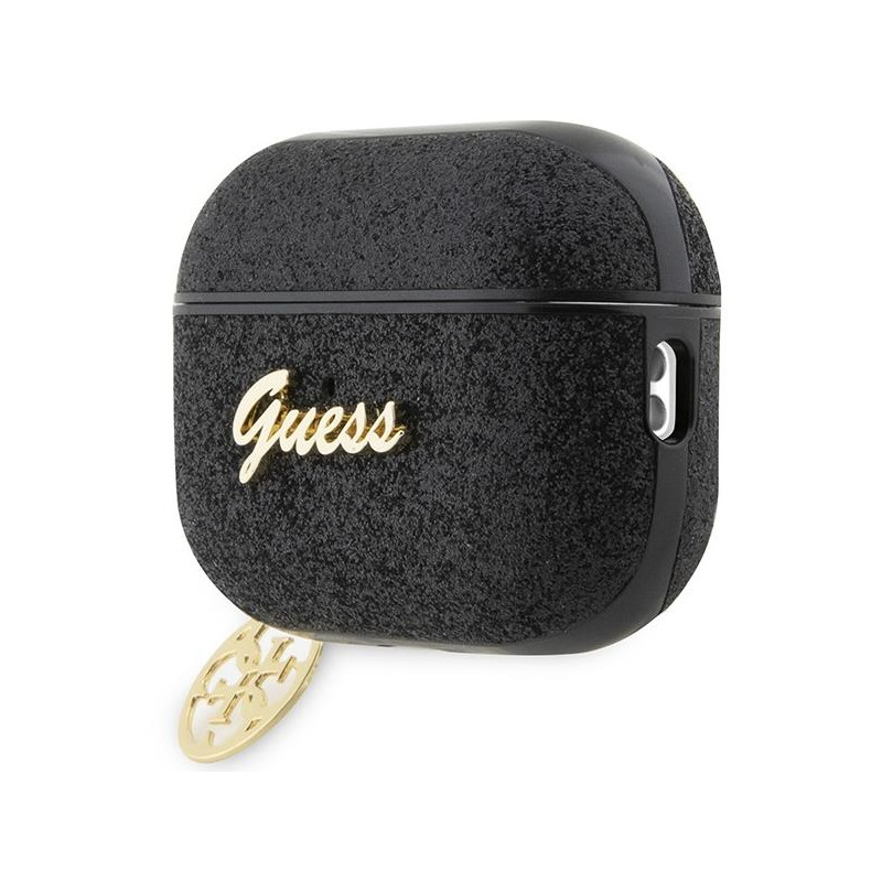 Guess Glitter Flake 4G Charm dėklas, skirtas AirPods Pro 2 – juodas