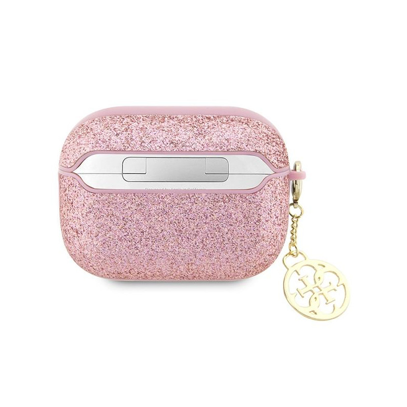 Guess Glitter Flake 4G Charm dėklas, skirtas AirPods Pro 2 – rožinis