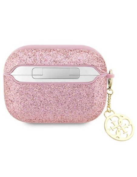 Guess Glitter Flake 4G Charm dėklas, skirtas AirPods Pro 2 – rožinis Guess Glitter Flake 4G Charm dėklas, skirtas AirPods Pro 2 – rožinis