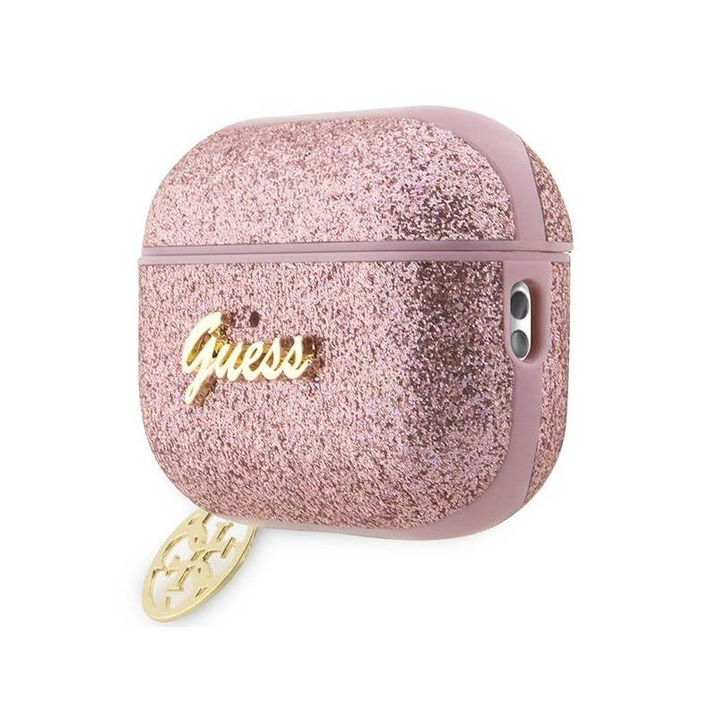 Guess Glitter Flake 4G Charm dėklas, skirtas AirPods Pro 2 – rožinis