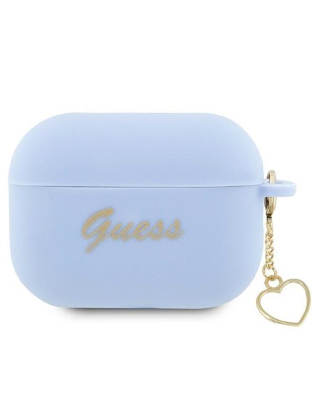 Guess Silicone Charm Heart Collection dėklas, skirtas AirPods Pro 2 – mėlynas Guess Silicone Charm Heart Collection dėklas, skirtas AirPods Pro 2 – mėlynas