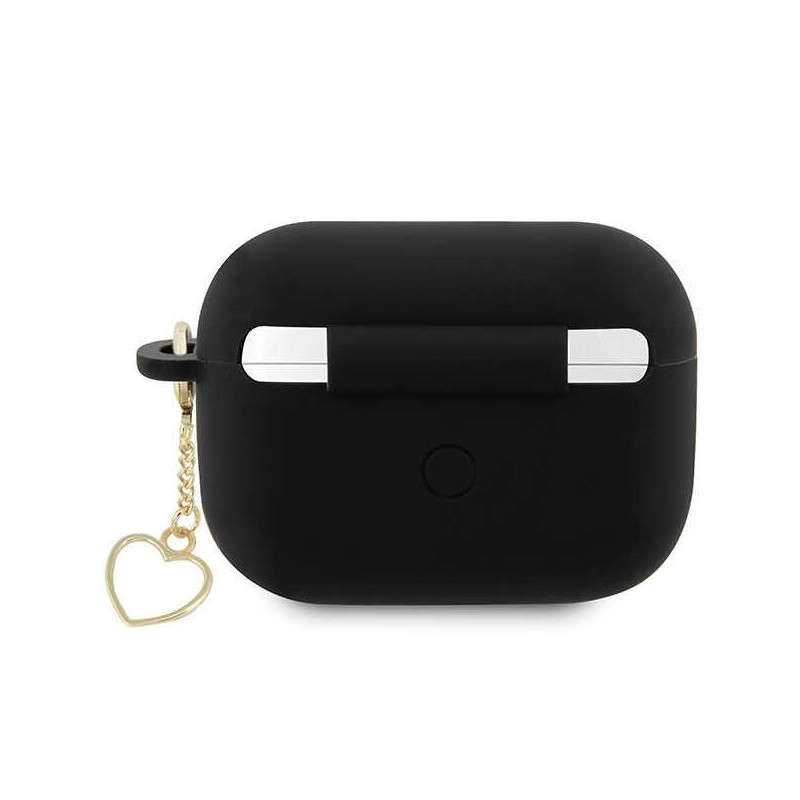 Guess Silicone Charm Heart Collection dėklas, skirtas AirPods Pro 2 – juodas