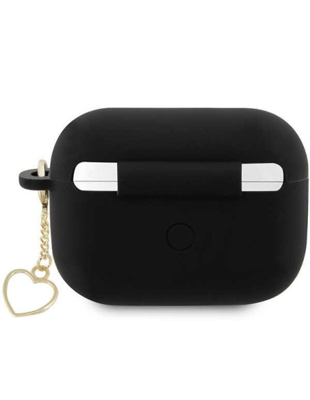 Guess Silicone Charm Heart Collection dėklas, skirtas AirPods Pro 2 – juodas Guess Silicone Charm Heart Collection dėklas, skirtas AirPods Pro 2 – juodas