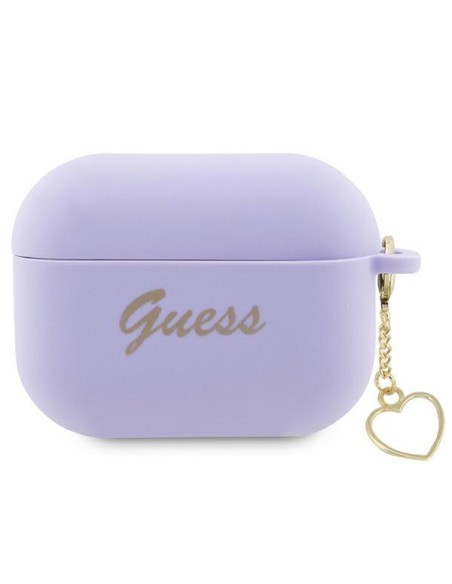 Guess Silicone Charm Heart Collection dėklas, skirtas AirPods Pro 2 – violetinis Guess Silicone Charm Heart Collection dėklas, skirtas AirPods Pro 2 – violetinis