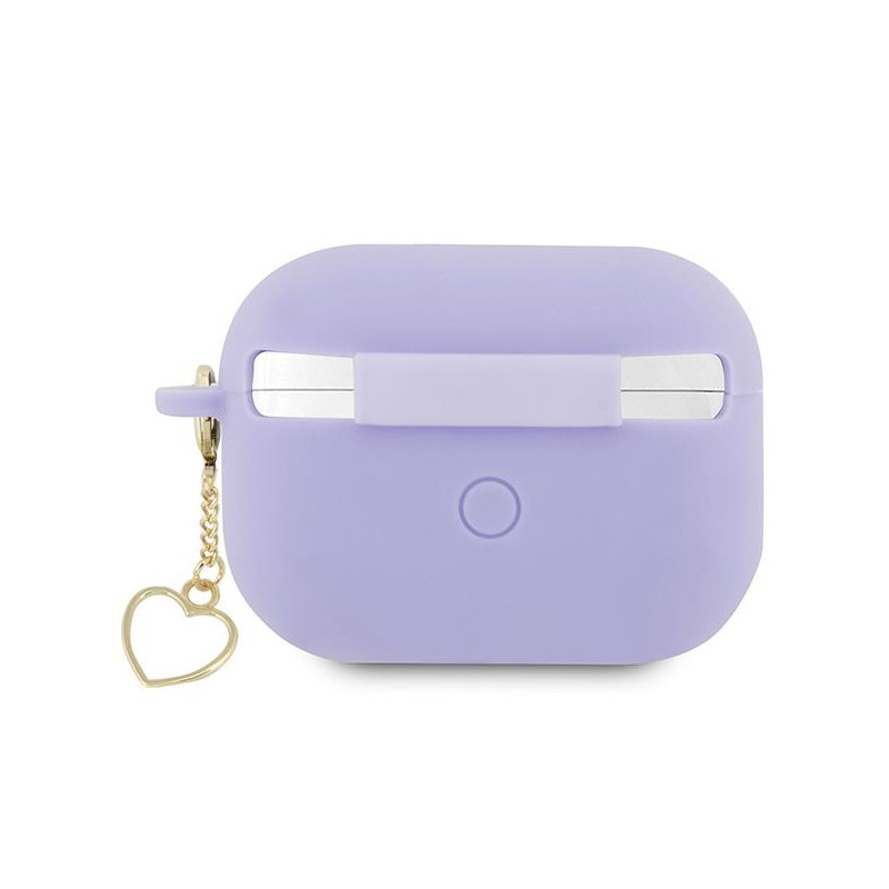 Guess Silicone Charm Heart Collection dėklas, skirtas AirPods Pro 2 – violetinis