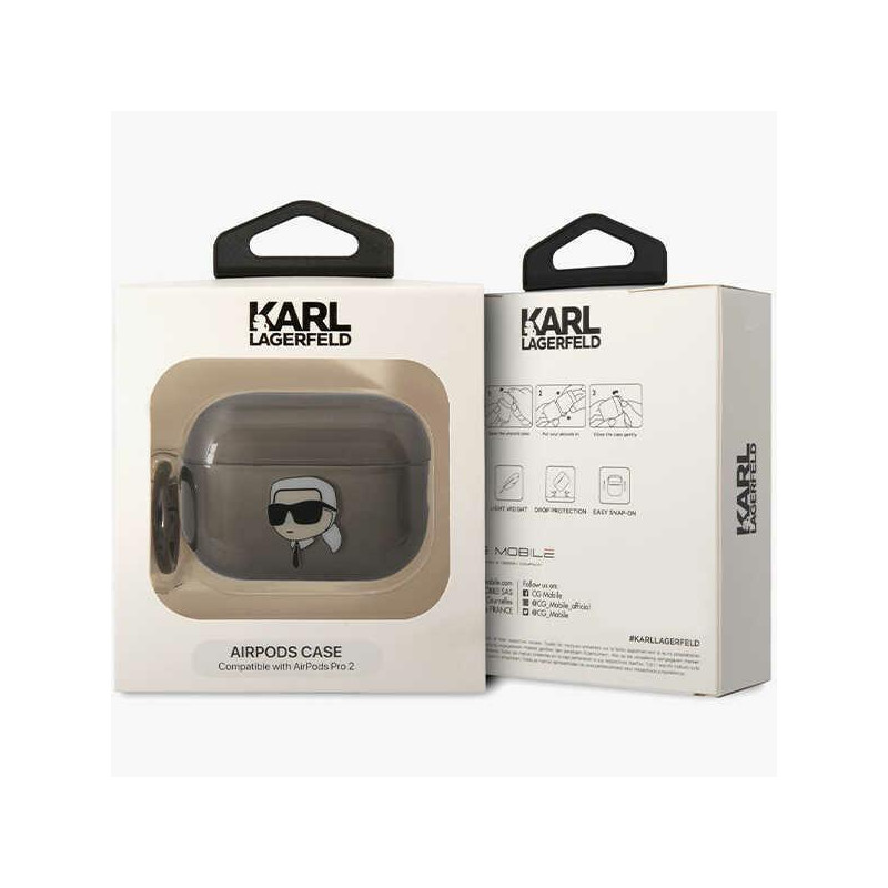 Karl Lagerfeld Ikonik Karl dėklas, skirtas AirPods Pro 2 - juodas