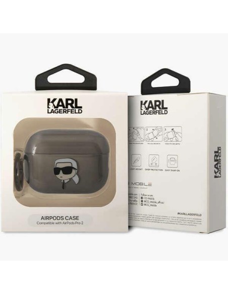 Karl Lagerfeld Ikonik Karl dėklas, skirtas AirPods Pro 2 - juodas Karl Lagerfeld Ikonik Karl dėklas, skirtas AirPods Pro 2 - juodas