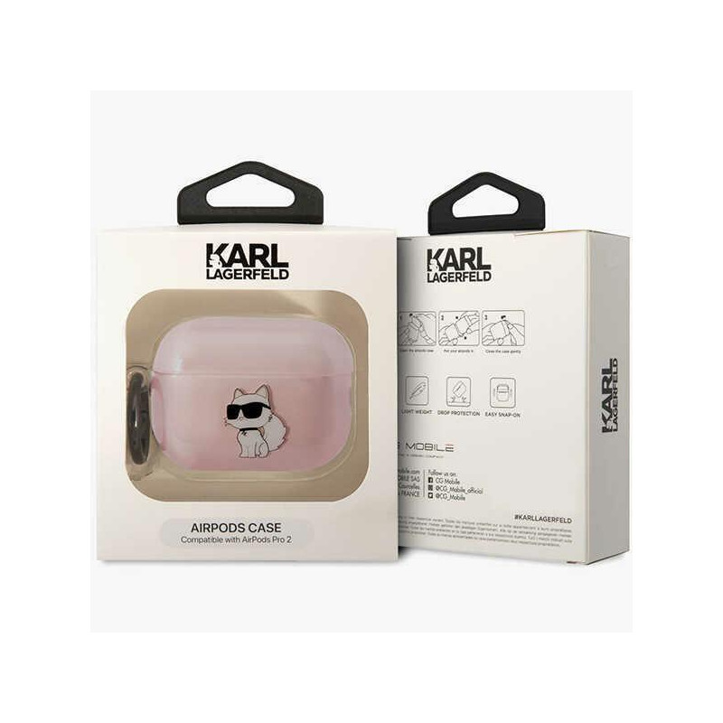 Karl Lagerfeld Ikonik Choupette dėklas, skirtas AirPods Pro 2 – rožinis