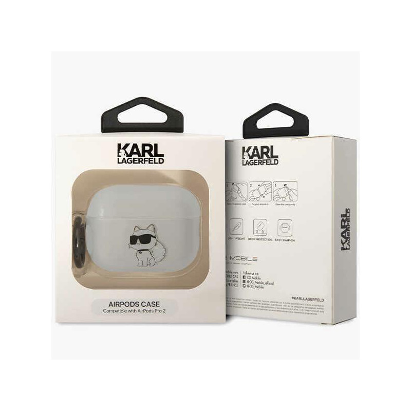 Karl Lagerfeld Ikonik Choupette dėklas, skirtas AirPods Pro 2 - skaidrus