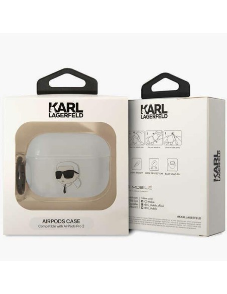 Karl Lagerfeld Ikonik Karl dėklas, skirtas AirPods Pro 2 - skaidrus Karl Lagerfeld Ikonik Karl dėklas, skirtas AirPods Pro 2 - skaidrus