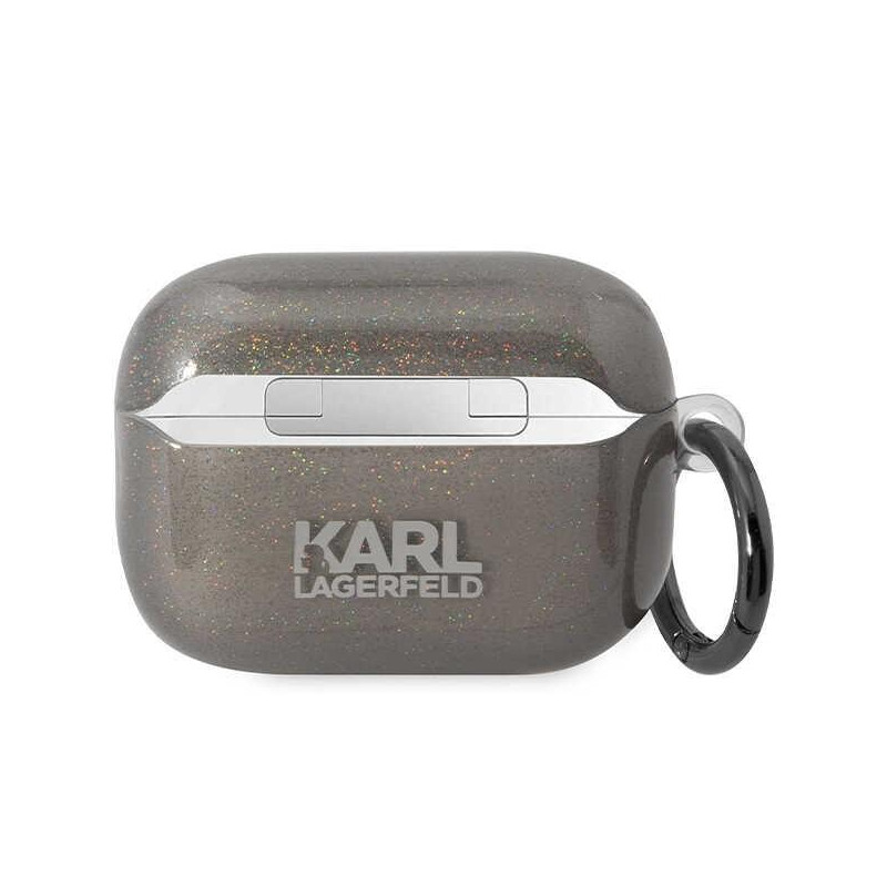 Karl Lagerfeld Glitter Karl&Choupette dėklas, skirtas AirPods Pro 2 - juodas