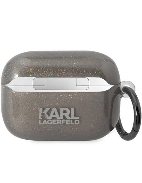 Karl Lagerfeld Glitter Karl&Choupette dėklas, skirtas AirPods Pro 2 - juodas