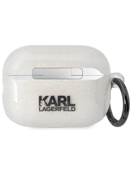 Karl Lagerfeld Glitter Karl&Choupette dėklas, skirtas AirPods Pro 2 - skaidrus Karl Lagerfeld Glitter Karl&Choupette dėklas, skirtas AirPods Pro 2 - skaidrus
