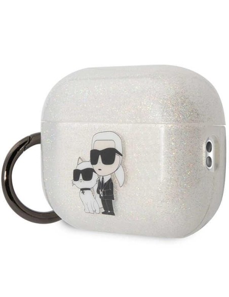 Karl Lagerfeld Glitter Karl&Choupette dėklas, skirtas AirPods Pro 2 - skaidrus Karl Lagerfeld Glitter Karl&Choupette dėklas, skirtas AirPods Pro 2 - skaidrus