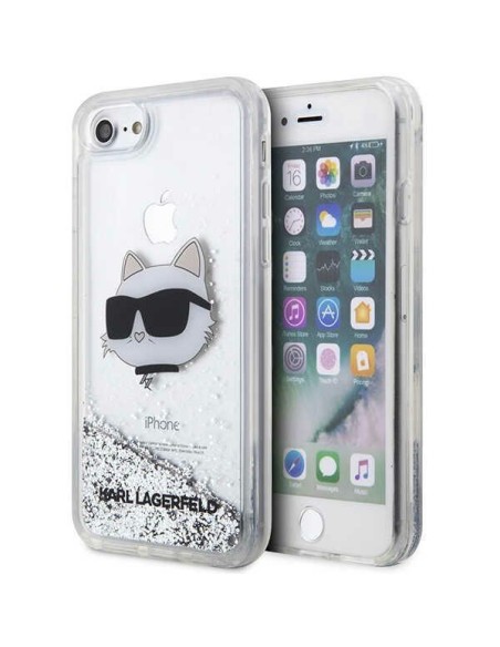 Karl Lagerfeld Glitter Choupette galvos dėklas, skirtas iPhone 7 / 8 / SE 2020 / SE 2022 - sidabras Karl Lagerfeld Glitter Choupette galvos dėklas, skirtas iPhone 7 / 8 / SE 2020 / SE 2022 - sidabras