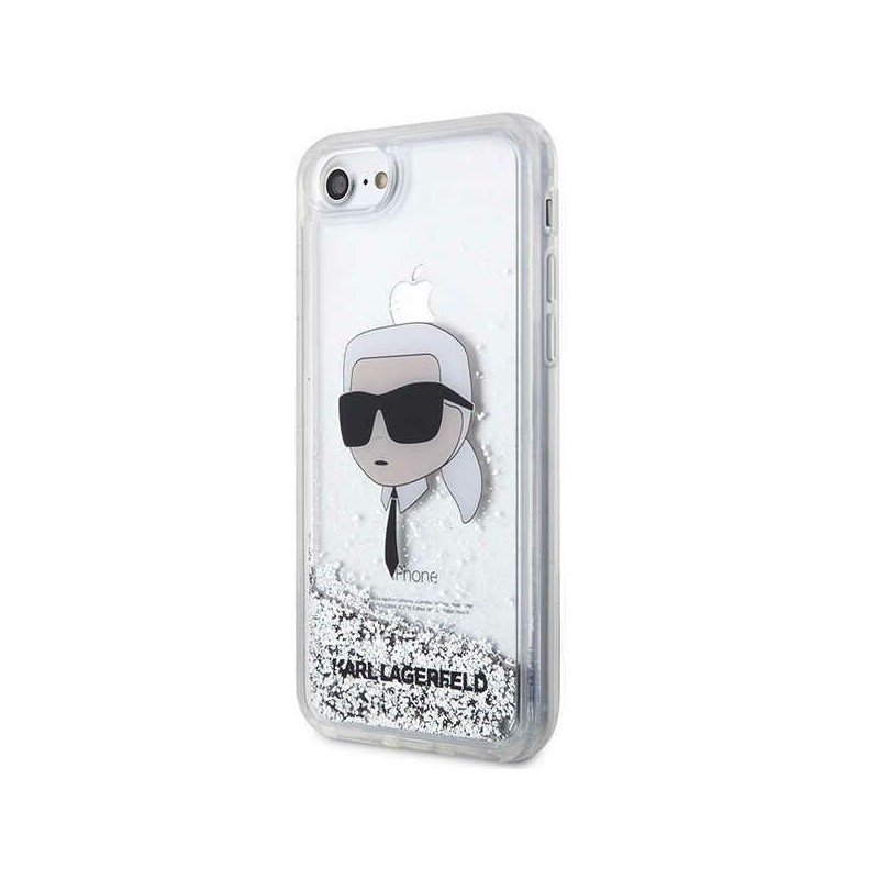 Karl Lagerfeld Glitter Karl& 39 s Head dėklas, skirtas iPhone 7 / 8 / SE 2020 / SE 2022 - sidabras