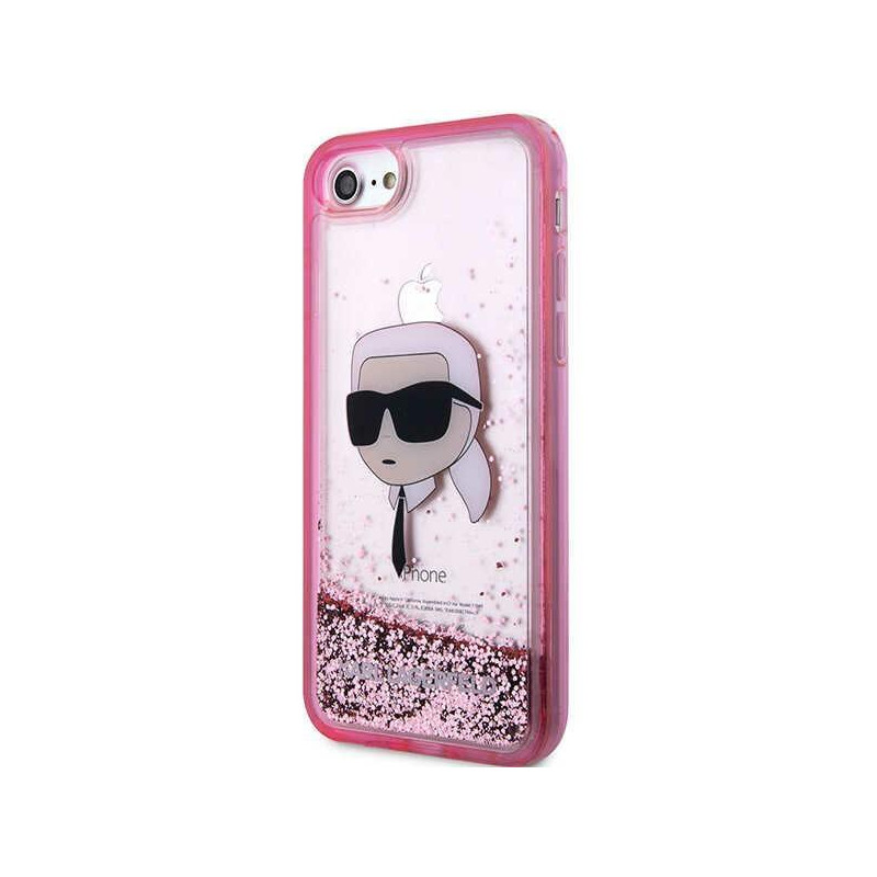 Karl Lagerfeld Glitter Karl& 39 s Head dėklas, skirtas iPhone 7 / 8 / SE 2020 / SE 2022 - rožinė