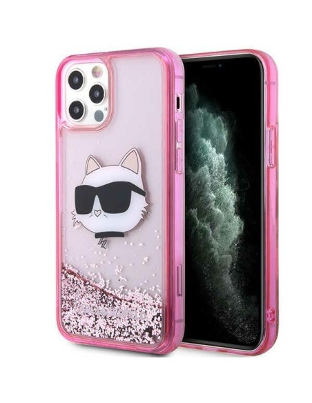 Karl Lagerfeld Glitter Choupette Head dėklas iPhone 12 / iPhone 12 Pro - rožinis Karl Lagerfeld Glitter Choupette Head dėklas iPhone 12 / iPhone 12 Pro - rožinis