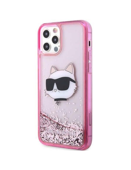 Karl Lagerfeld Glitter Choupette Head dėklas iPhone 12 / iPhone 12 Pro - rožinis Karl Lagerfeld Glitter Choupette Head dėklas iPhone 12 / iPhone 12 Pro - rožinis