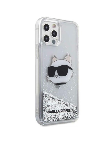 Karl Lagerfeld Glitter Choupette Head dėklas, skirtas iPhone 12 / iPhone 12 Pro - sidabrinis Karl Lagerfeld Glitter Choupette Head dėklas, skirtas iPhone 12 / iPhone 12 Pro - sidabrinis