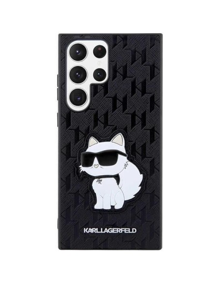 Karl Lagerfeld Saffiano Monogram Choupette dėklas, skirtas Samsung Galaxy S23 Ultra - juodas Karl Lagerfeld Saffiano Monogram Choupette dėklas, skirtas Samsung Galaxy S23 Ultra - juodas