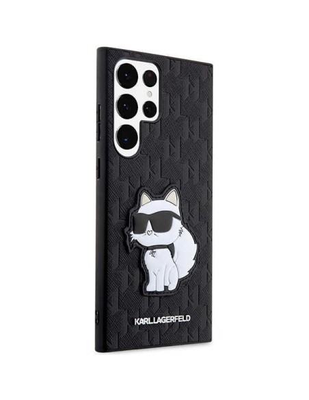Karl Lagerfeld Saffiano Monogram Choupette dėklas, skirtas Samsung Galaxy S23 Ultra - juodas Karl Lagerfeld Saffiano Monogram Choupette dėklas, skirtas Samsung Galaxy S23 Ultra - juodas