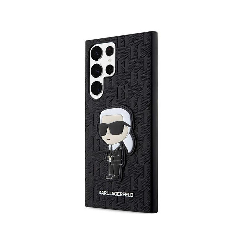 Karl Lagerfeld KLHCS23LSAKLHKPK S23 Ultra S918 kietas dėklas juodas/ juodas Saffiano Monogram Ikonik