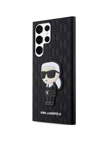 Karl Lagerfeld KLHCS23LSAKLHKPK S23 Ultra S918 kietas dėklas juodas/ juodas Saffiano Monogram Ikonik Karl Lagerfeld KLHCS23LSAKLHKPK S23 Ultra S918 kietas dėklas juodas/ juodas Saffiano Monogram Ikonik