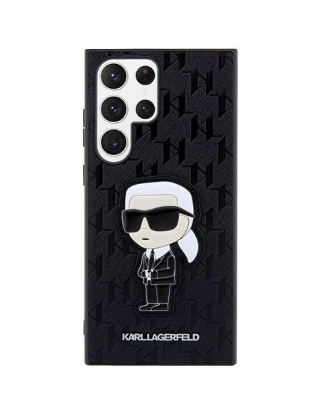 Karl Lagerfeld KLHCS23LSAKLHKPK S23 Ultra S918 kietas dėklas juodas/ juodas Saffiano Monogram Ikonik Karl Lagerfeld KLHCS23LSAKLHKPK S23 Ultra S918 kietas dėklas juodas/ juodas Saffiano Monogram Ikonik