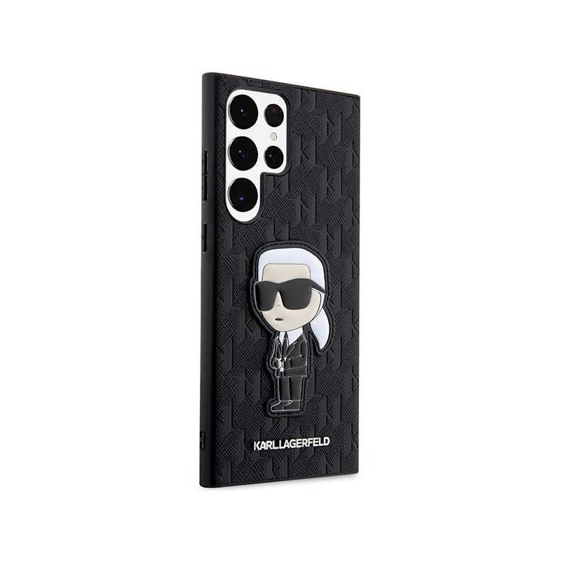 Karl Lagerfeld KLHCS23LSAKLHKPK S23 Ultra S918 kietas dėklas juodas/ juodas Saffiano Monogram Ikonik
