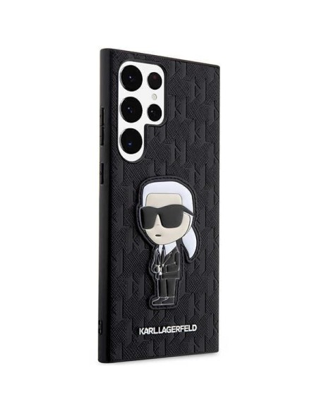 Karl Lagerfeld KLHCS23LSAKLHKPK S23 Ultra S918 kietas dėklas juodas/ juodas Saffiano Monogram Ikonik Karl Lagerfeld KLHCS23LSAKLHKPK S23 Ultra S918 kietas dėklas juodas/ juodas Saffiano Monogram Ikonik