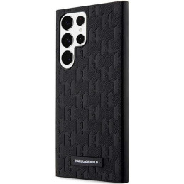 Karl Lagerfeld Saffiano Mono Metal Logo dėklas, skirtas Samsung Galaxy S23 Ultra - juodas