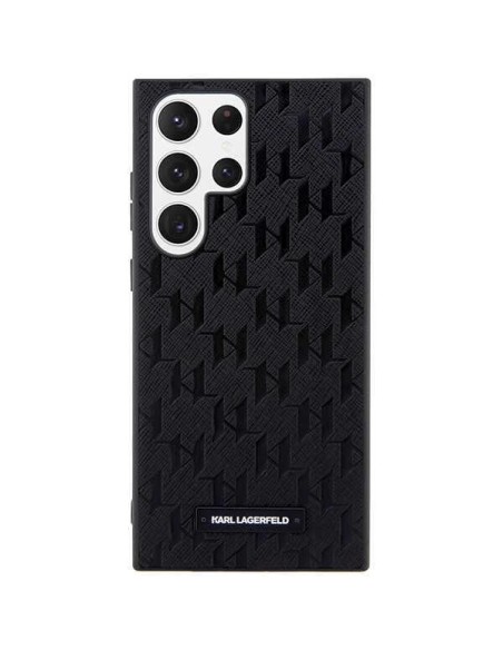 Karl Lagerfeld Saffiano Mono Metal Logo dėklas, skirtas Samsung Galaxy S23 Ultra - juodas