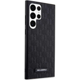 Karl Lagerfeld Saffiano Mono Metal Logo dėklas, skirtas Samsung Galaxy S23 Ultra - juodas