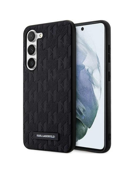 Karl Lagerfeld Saffiano Mono Metal Logo dėklas, skirtas Samsung Galaxy S23+ - juodas