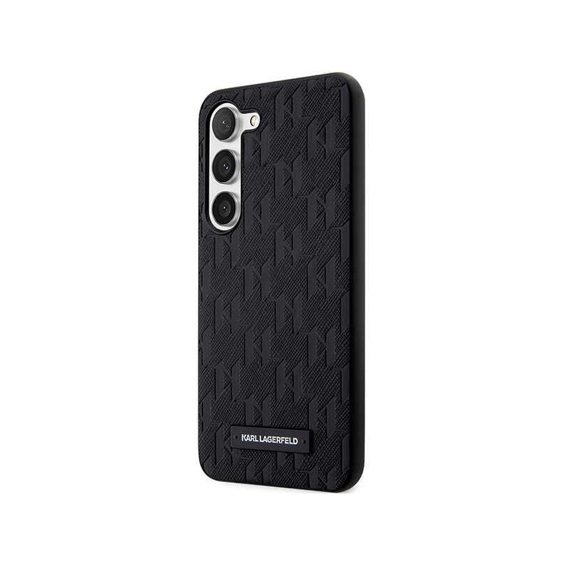 Karl Lagerfeld Saffiano Mono Metal Logo dėklas, skirtas Samsung Galaxy S23+ - juodas