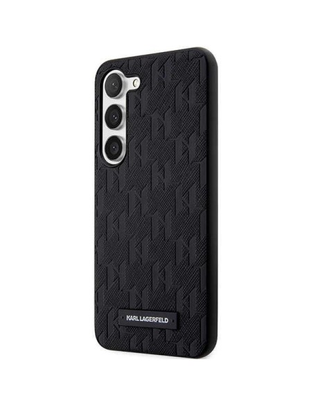 Karl Lagerfeld Saffiano Mono Metal Logo dėklas, skirtas Samsung Galaxy S23+ - juodas