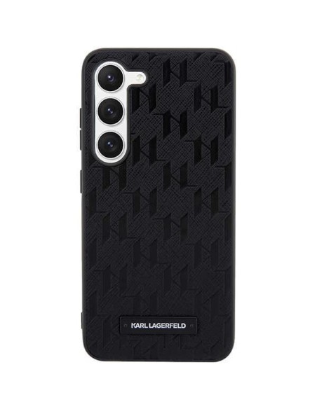 Karl Lagerfeld Saffiano Mono Metal Logo dėklas, skirtas Samsung Galaxy S23+ - juodas