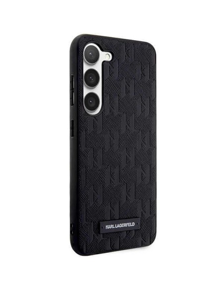 Karl Lagerfeld Saffiano Mono Metal Logo dėklas, skirtas Samsung Galaxy S23+ - juodas