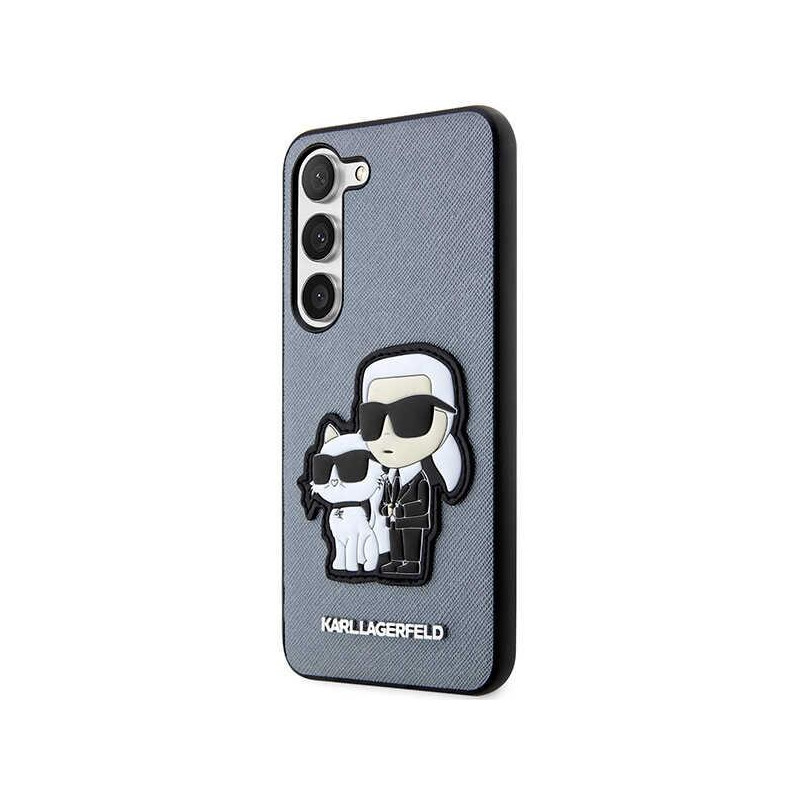 Karl Lagerfeld Saffiano Karl&Choupette dėklas, skirtas Samsung Galaxy S23+ - pilkas
