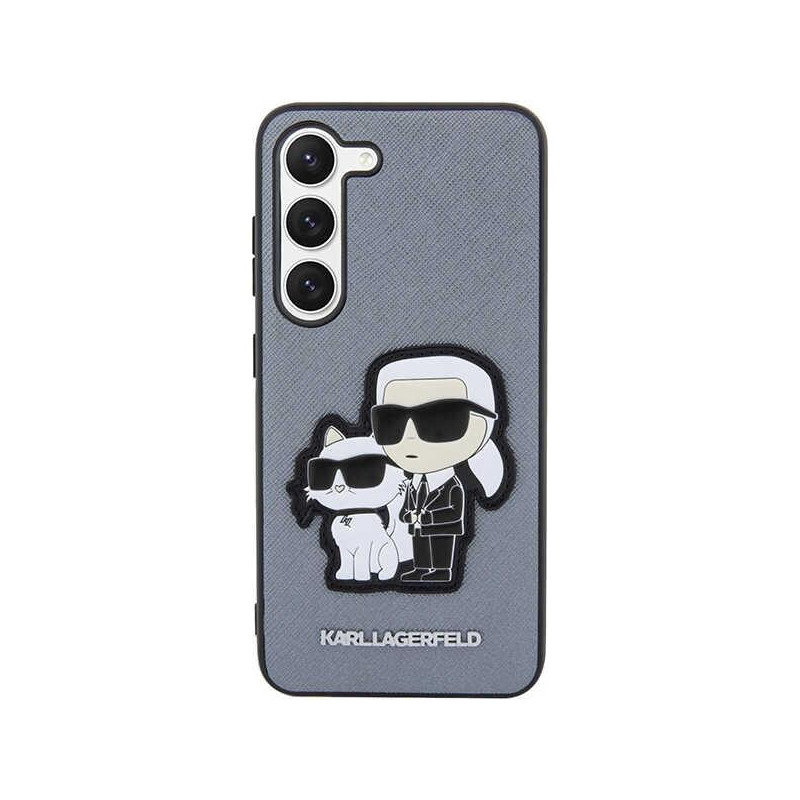 Karl Lagerfeld Saffiano Karl&Choupette dėklas, skirtas Samsung Galaxy S23+ - pilkas
