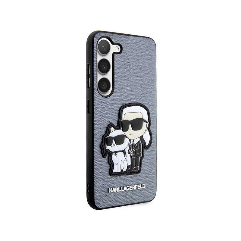 Karl Lagerfeld Saffiano Karl&Choupette dėklas, skirtas Samsung Galaxy S23+ - pilkas