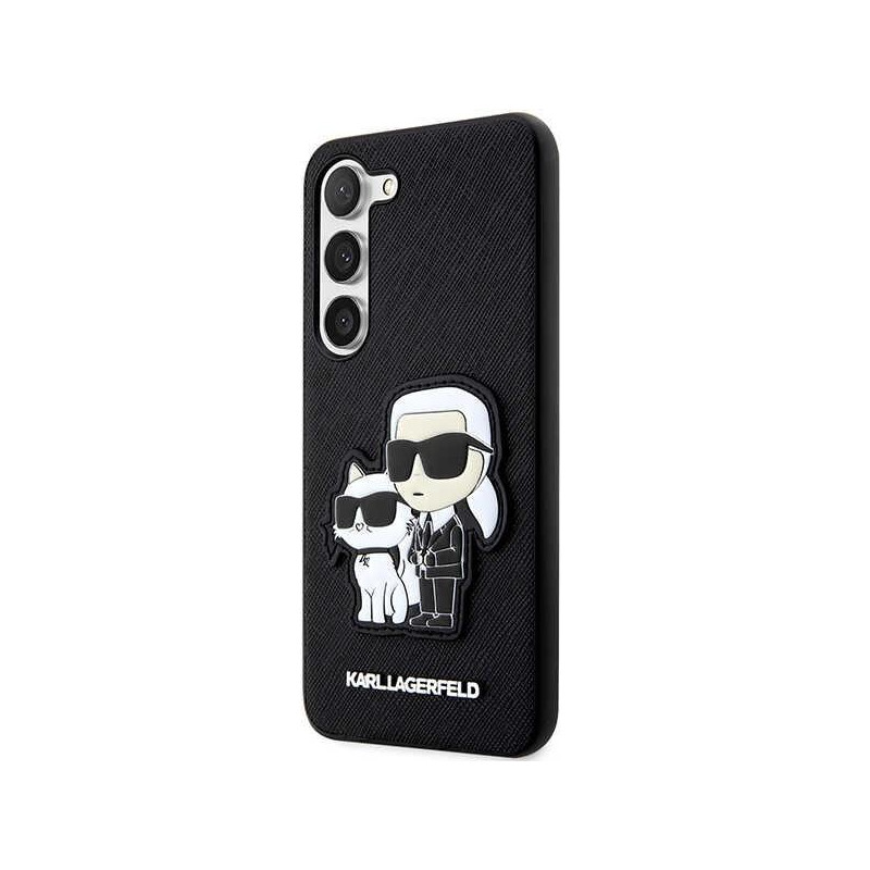Karl Lagerfeld Saffiano Karl & Choupette dėklas, skirtas Samsung Galaxy S23+ - juodas