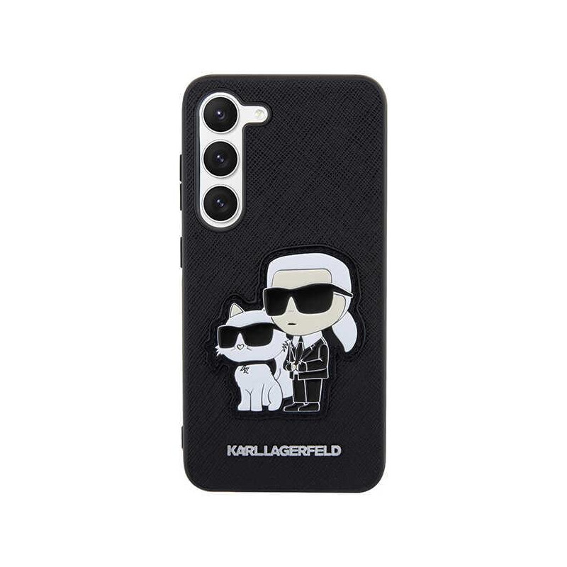Karl Lagerfeld Saffiano Karl & Choupette dėklas, skirtas Samsung Galaxy S23+ - juodas